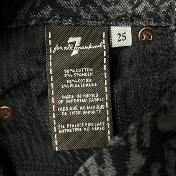 7  For All Mankind Gwenevere Skinny Black and Charcoal Zebra Print 25 - Picture 10 of 10